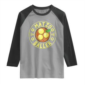 Funny Hanukkah Food Lover Gift Raglan Shirt Matzo Baller TS12 Sport Gray Black Print Your Wear