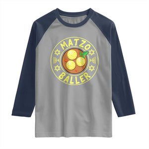 Funny Hanukkah Food Lover Gift Raglan Shirt Matzo Baller TS12 Sport Gray Navy Print Your Wear