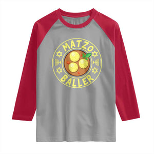 Funny Hanukkah Food Lover Gift Raglan Shirt Matzo Baller TS12 Sport Gray Red Print Your Wear