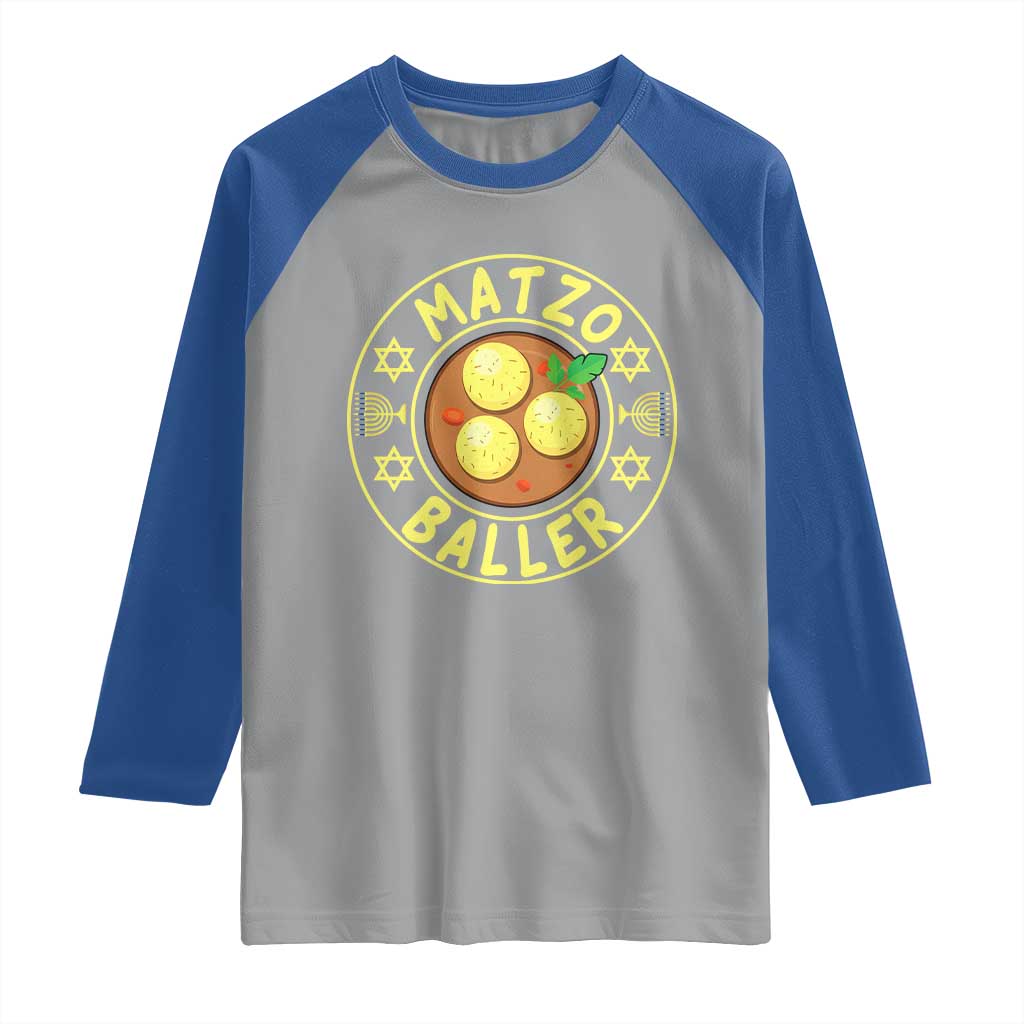 Funny Hanukkah Food Lover Gift Raglan Shirt Matzo Baller TS12 Sport Gray Royal Print Your Wear