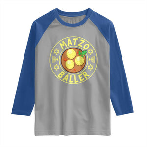 Funny Hanukkah Food Lover Gift Raglan Shirt Matzo Baller TS12 Sport Gray Royal Print Your Wear