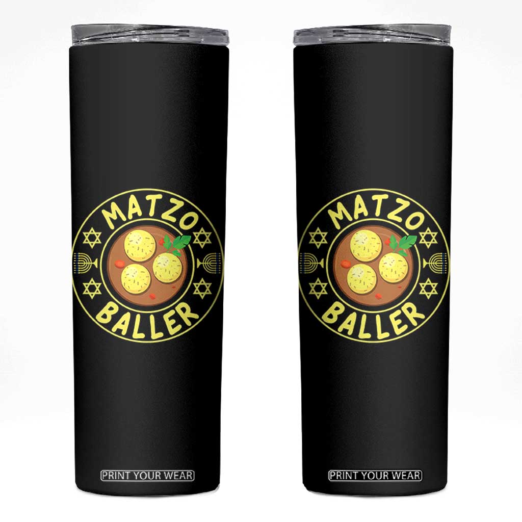 Funny Hanukkah Food Lover Gift Skinny Tumbler Matzo Baller TS12 Black Print Your Wear