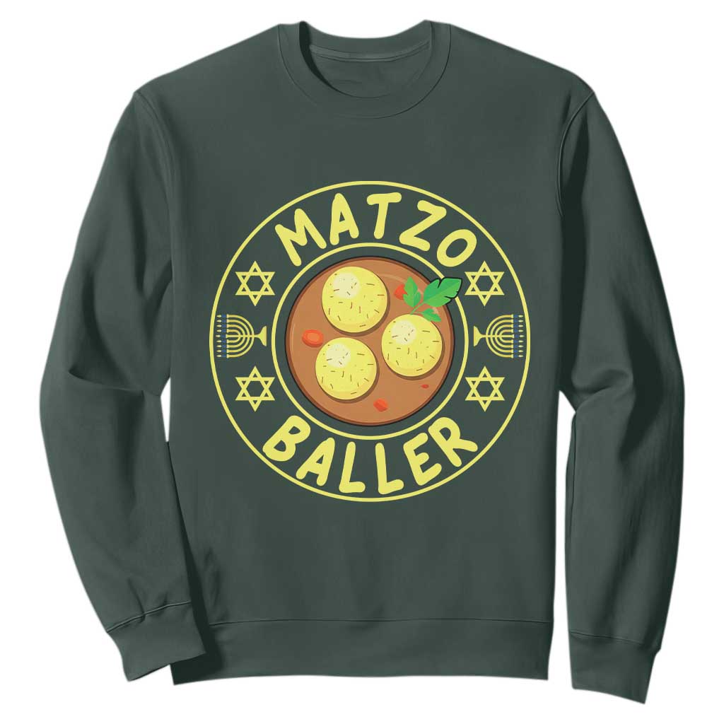 Funny Hanukkah Food Lover Gift Sweatshirt Matzo Baller TS12 Dark Forest Green Print Your Wear