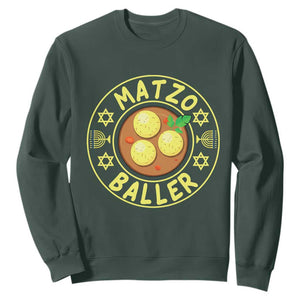 Funny Hanukkah Food Lover Gift Sweatshirt Matzo Baller TS12 Dark Forest Green Print Your Wear