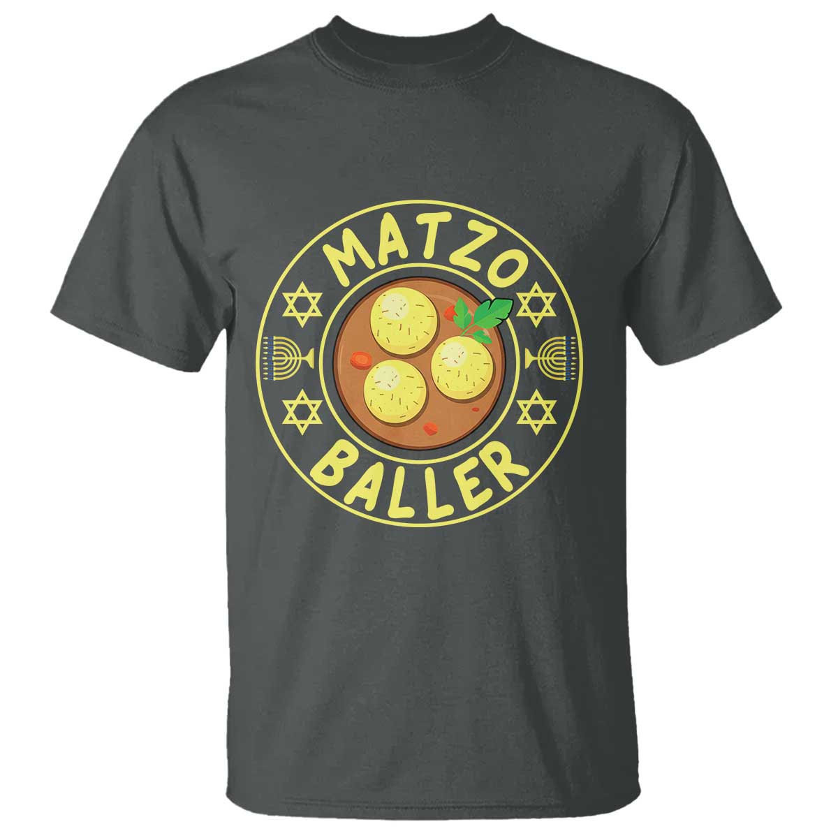 Funny Hanukkah Food Lover Gift T Shirt Matzo Baller TS12 Dark Heather Print Your Wear