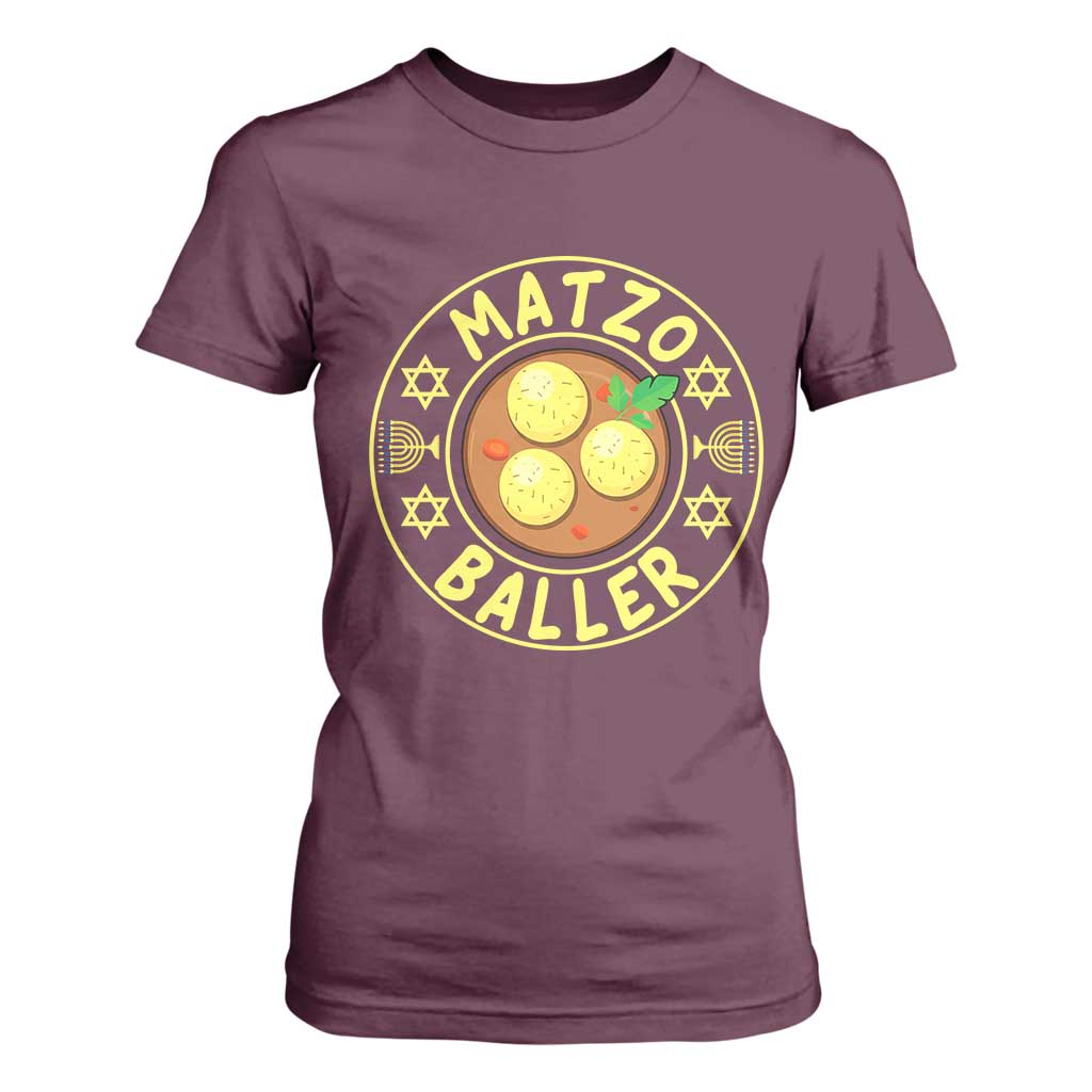 Funny Hanukkah Food Lover Gift T Shirt For Women Matzo Baller TS12 Maroon Print Your Wear