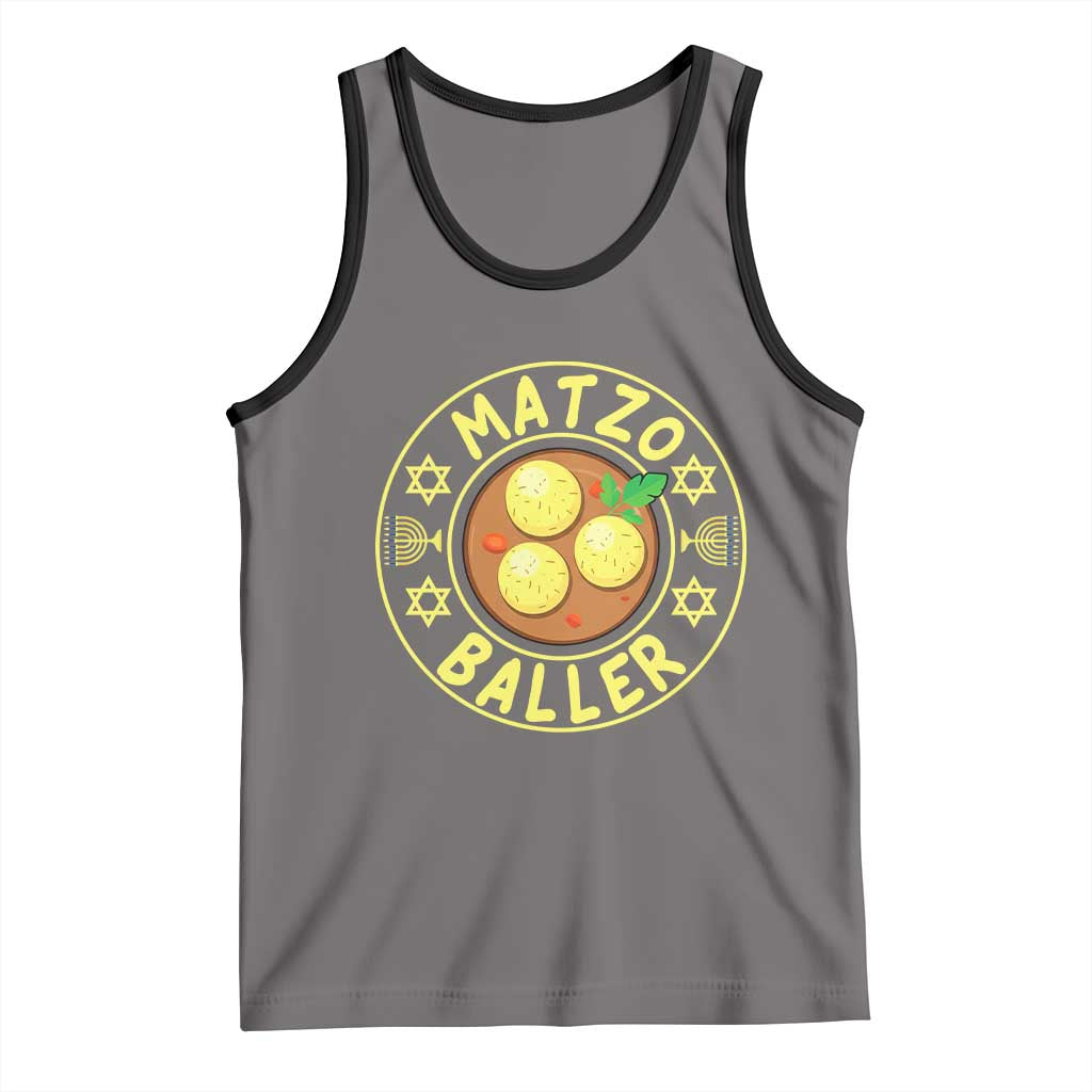 Funny Hanukkah Food Lover Gift Tank Top Matzo Baller TS12 Deep Heather Black Print Your Wear