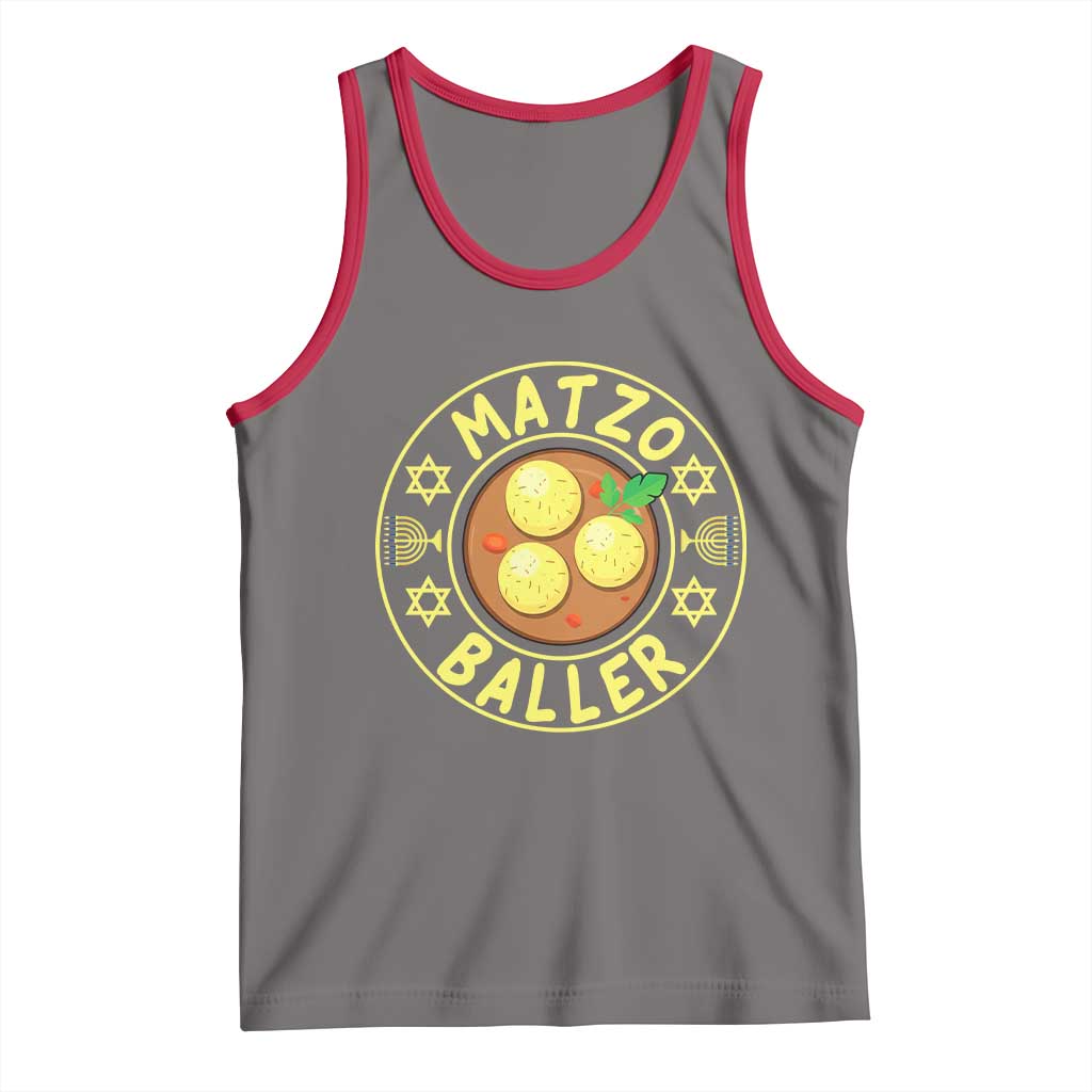 Funny Hanukkah Food Lover Gift Tank Top Matzo Baller TS12 Deep Heather Red Print Your Wear