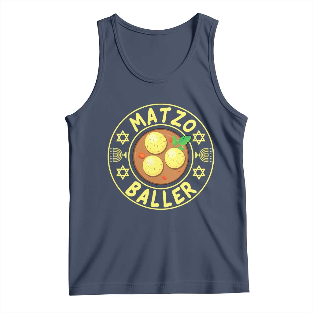 Funny Hanukkah Food Lover Gift Tank Top Matzo Baller TS12 Navy Print Your Wear