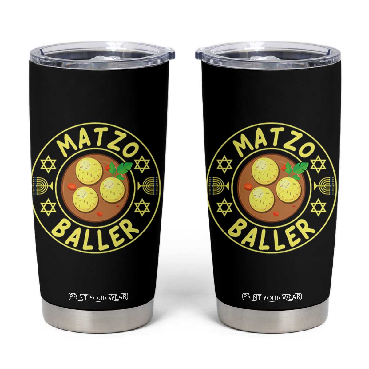 Funny Hanukkah Food Lover Gift Tumbler Cup Matzo Baller TS12 Black Print Your Wear