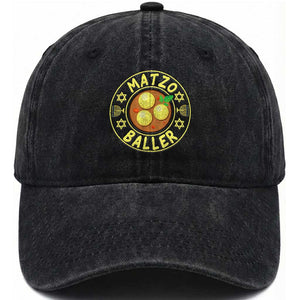 Funny Hanukkah Food Lover Gift Washed Cotton Baseball Cap Matzo Baller TS12 Print Your Wear