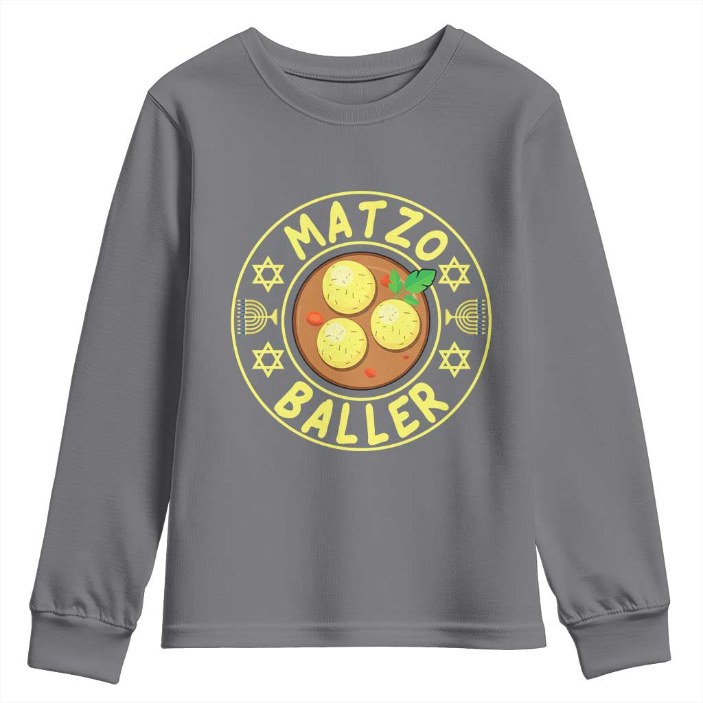 Funny Hanukkah Food Lover Gift Youth Sweatshirt Matzo Baller TS12 Charcoal Print Your Wear