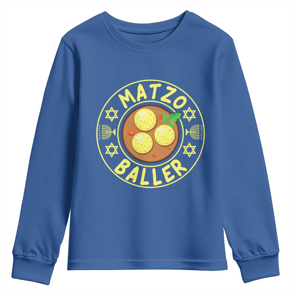 Funny Hanukkah Food Lover Gift Youth Sweatshirt Matzo Baller TS12 Royal Blue Print Your Wear