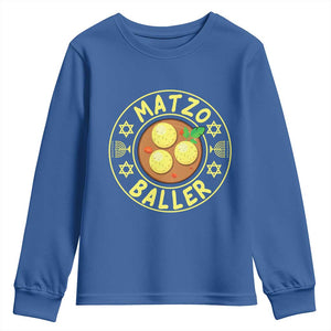 Funny Hanukkah Food Lover Gift Youth Sweatshirt Matzo Baller TS12 Royal Blue Print Your Wear