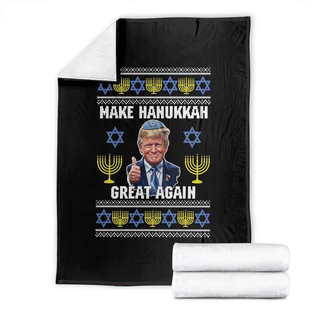 Make Hanukkah Great Again Throw Blanket Funny Ugly Jewish Holiday Gift TS12 Black Print Your Wear