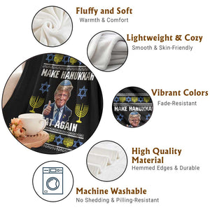 Make Hanukkah Great Again Throw Blanket Funny Ugly Jewish Holiday Gift TS12 Print Your Wear