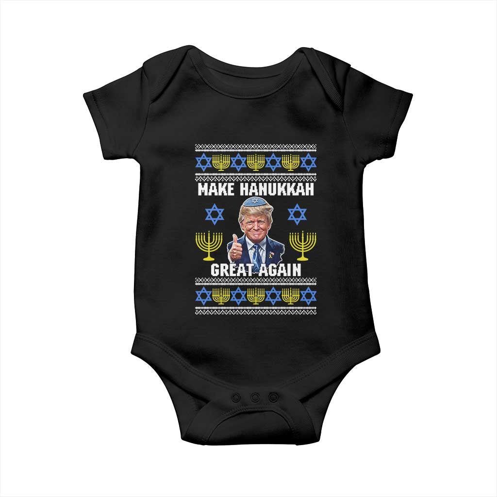 Make Hanukkah Great Again Baby Onesie Funny Ugly Jewish Holiday Gift TS12 Black Print Your Wear