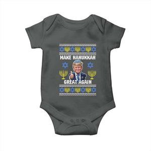 Make Hanukkah Great Again Baby Onesie Funny Ugly Jewish Holiday Gift TS12 Dark Heather Print Your Wear