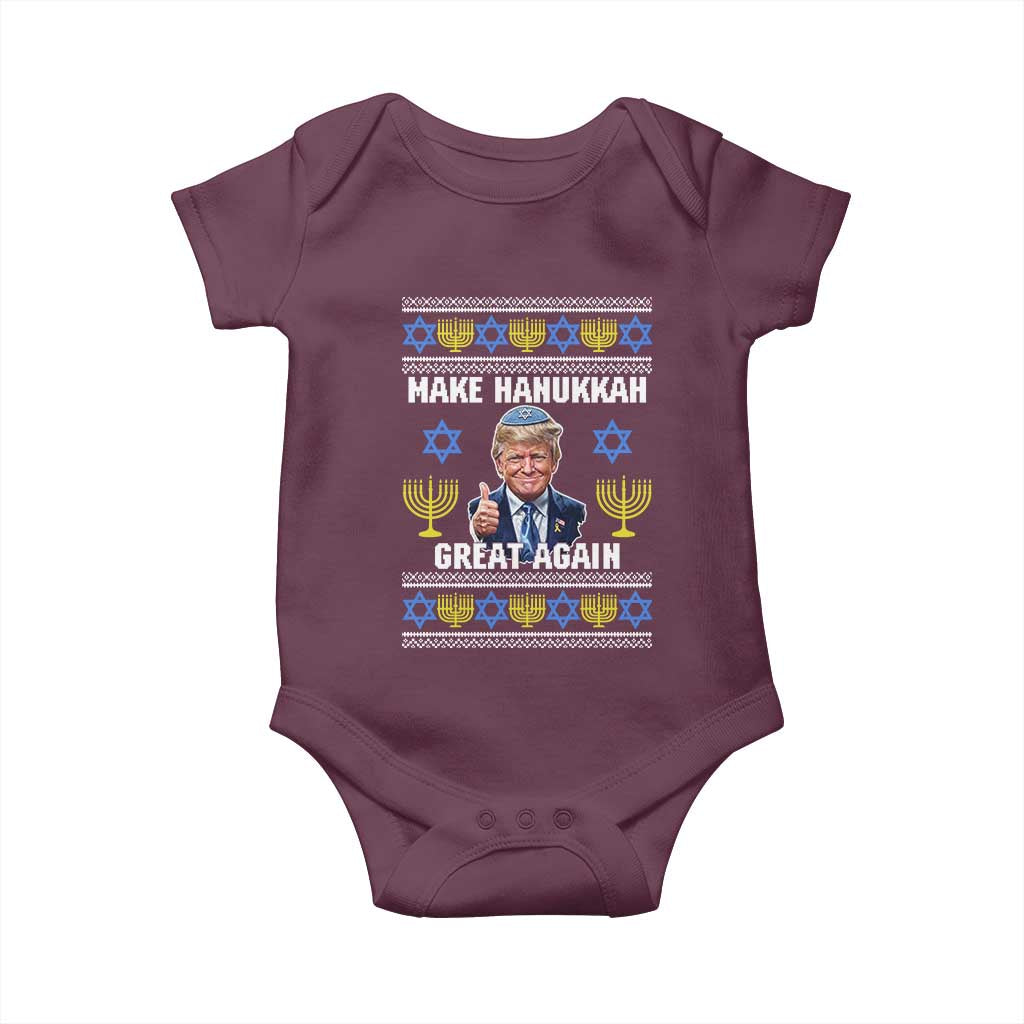 Make Hanukkah Great Again Baby Onesie Funny Ugly Jewish Holiday Gift TS12 Maroon Print Your Wear