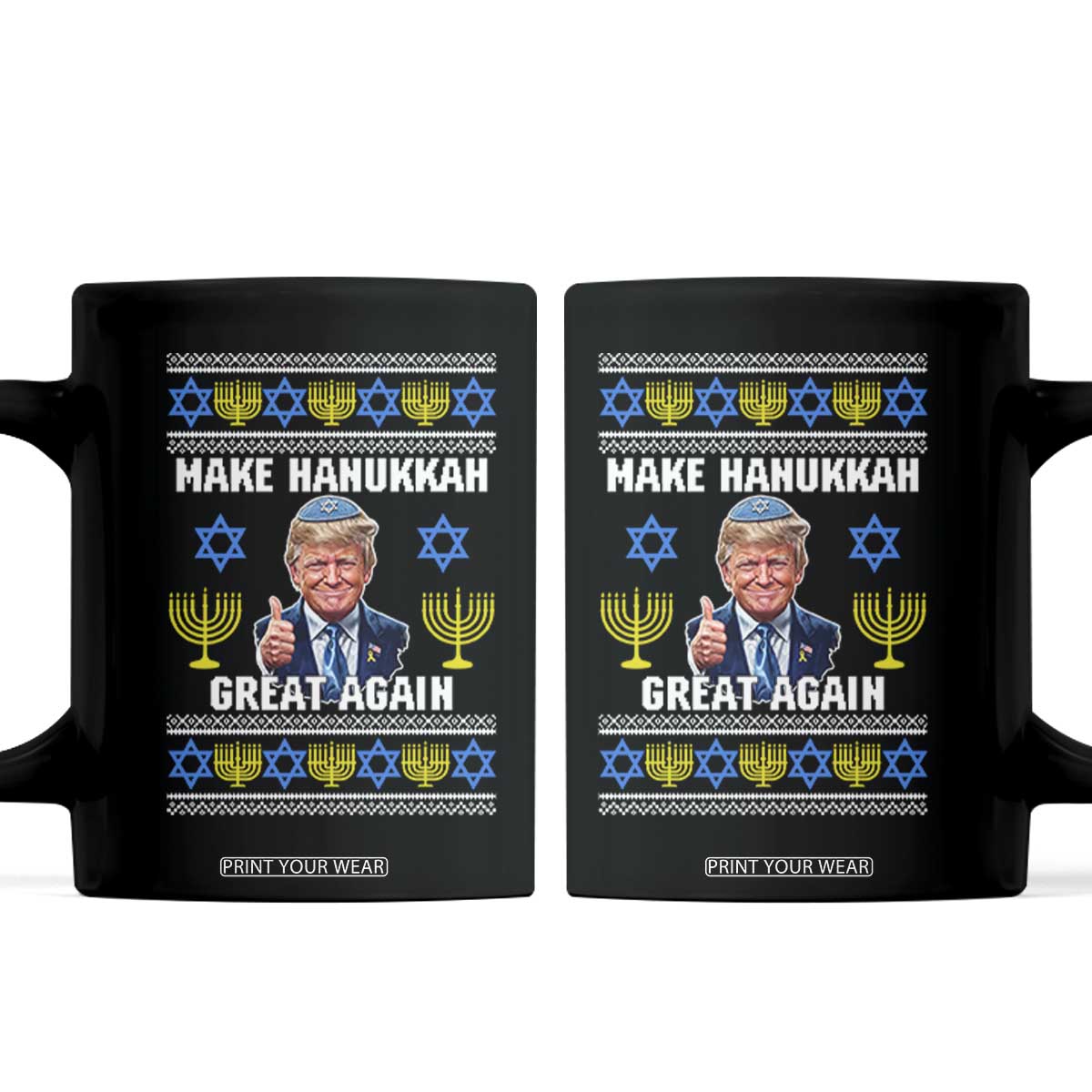 Make Hanukkah Great Again Coffee Mug Funny Ugly Jewish Holiday Gift TS12 Black Print Your Wear