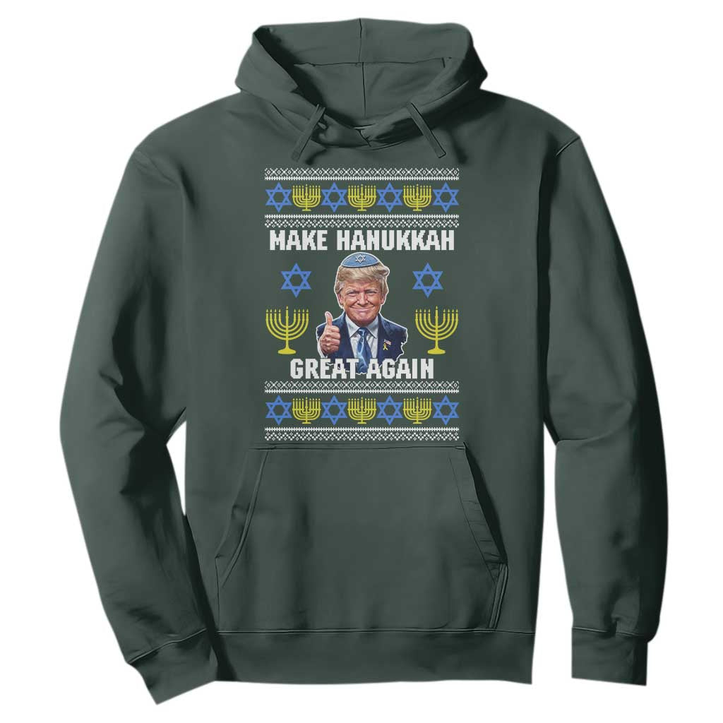 Make Hanukkah Great Again Hoodie Funny Ugly Jewish Holiday Gift TS12 Dark Forest Green Print Your Wear