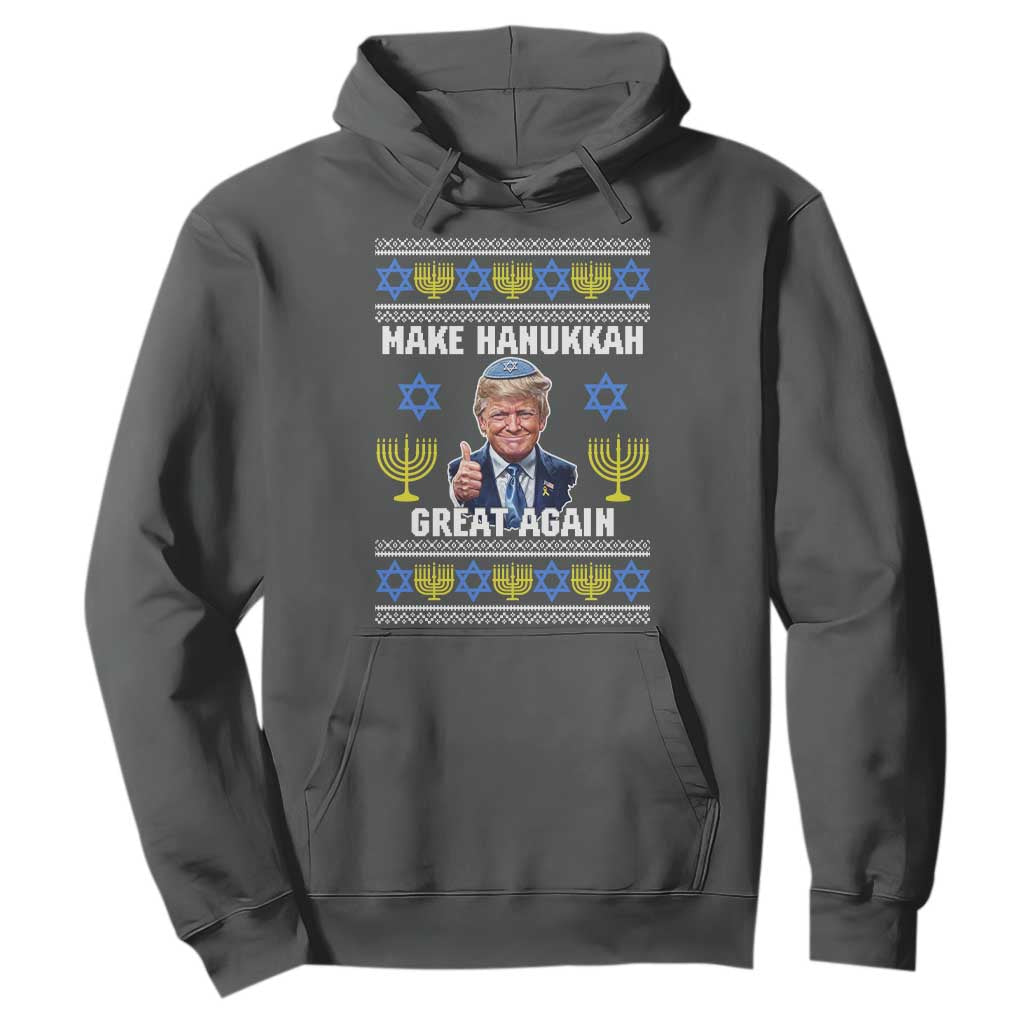 Make Hanukkah Great Again Hoodie Funny Ugly Jewish Holiday Gift TS12 Dark Heather Print Your Wear