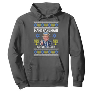 Make Hanukkah Great Again Hoodie Funny Ugly Jewish Holiday Gift TS12 Dark Heather Print Your Wear