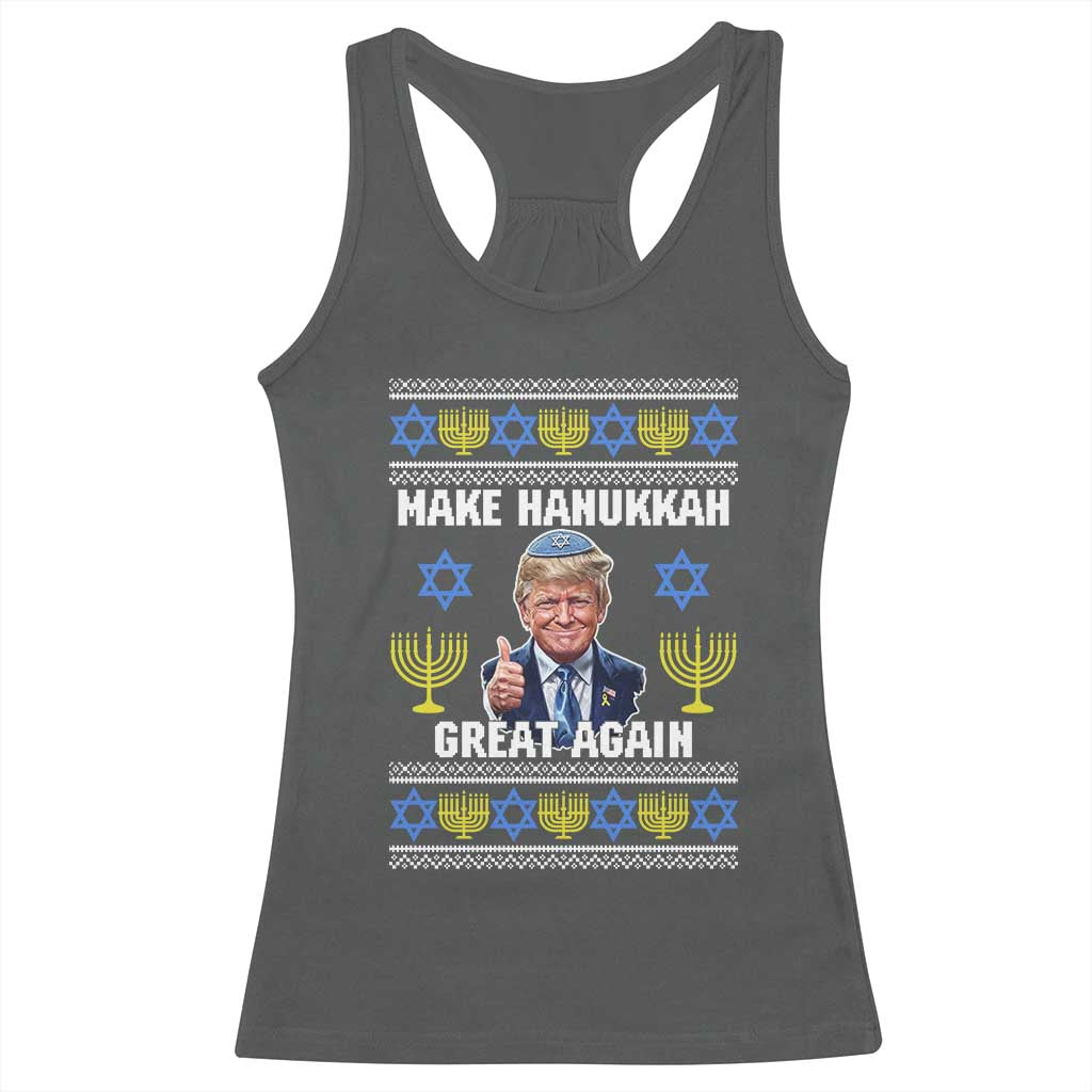 Make Hanukkah Great Again Racerback Tank Top Funny Ugly Jewish Holiday Gift TS12 Dark Heather Print Your Wear
