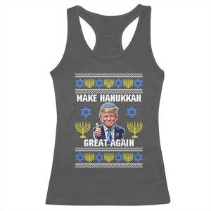 Make Hanukkah Great Again Racerback Tank Top Funny Ugly Jewish Holiday Gift TS12 Dark Heather Print Your Wear