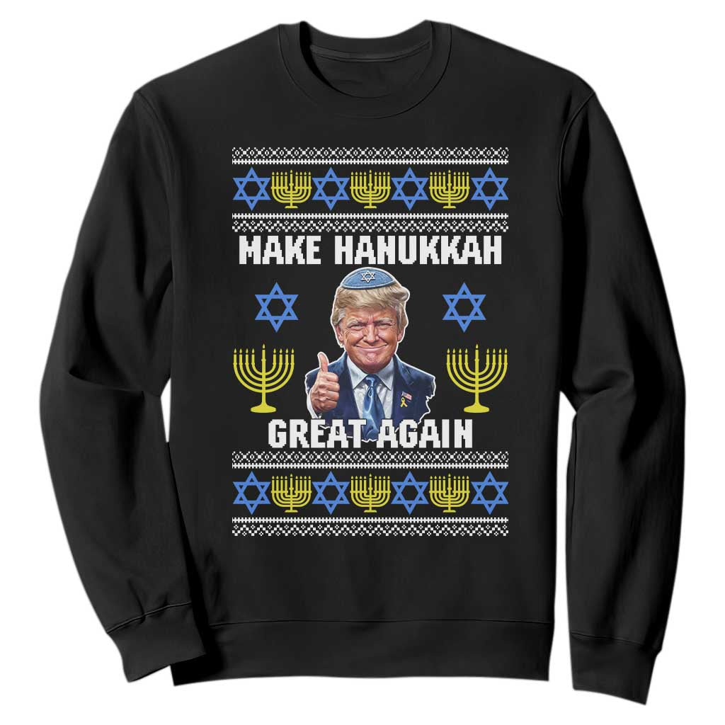 Make Hanukkah Great Again Sweatshirt Funny Ugly Jewish Holiday Gift TS12 Black Print Your Wear