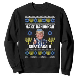 Make Hanukkah Great Again Sweatshirt Funny Ugly Jewish Holiday Gift TS12 Black Print Your Wear