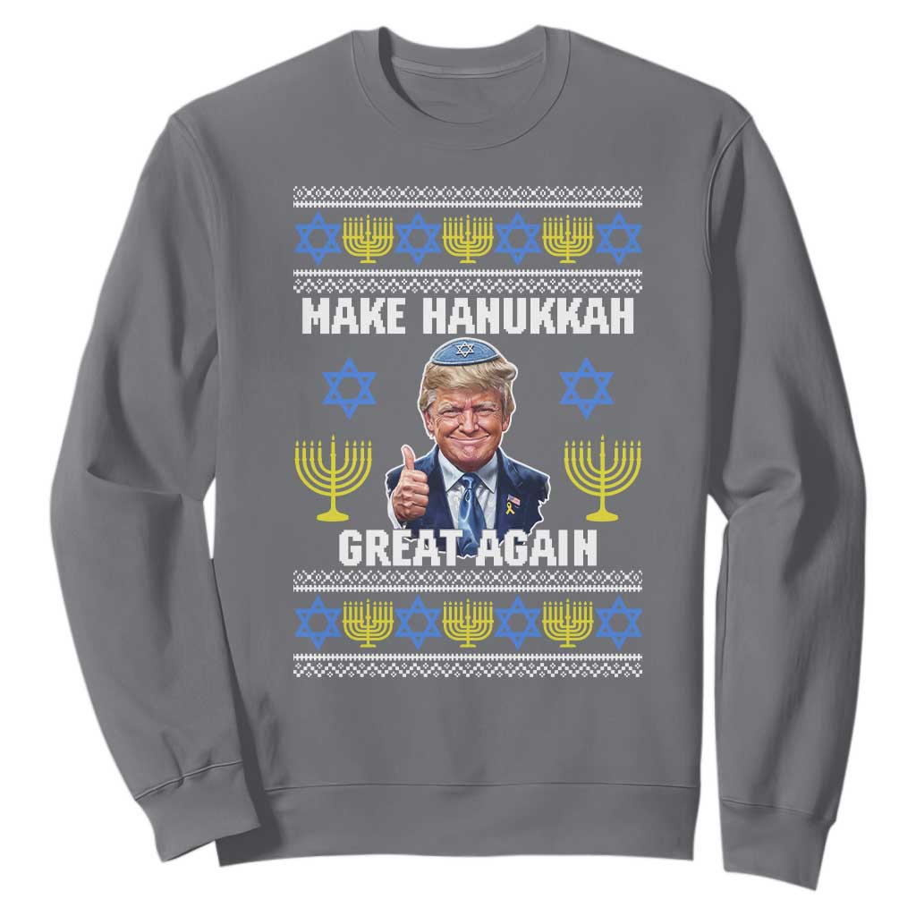 Make Hanukkah Great Again Sweatshirt Funny Ugly Jewish Holiday Gift TS12 Charcoal Print Your Wear
