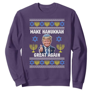 Make Hanukkah Great Again Sweatshirt Funny Ugly Jewish Holiday Gift TS12 Purple Print Your Wear