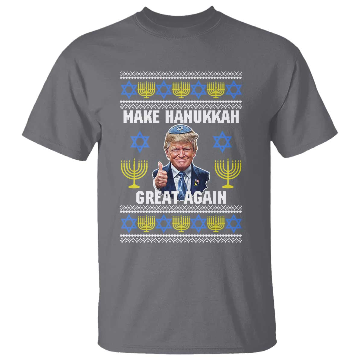 Make Hanukkah Great Again T Shirt Funny Ugly Jewish Holiday Gift TS12 Charcoal Print Your Wear
