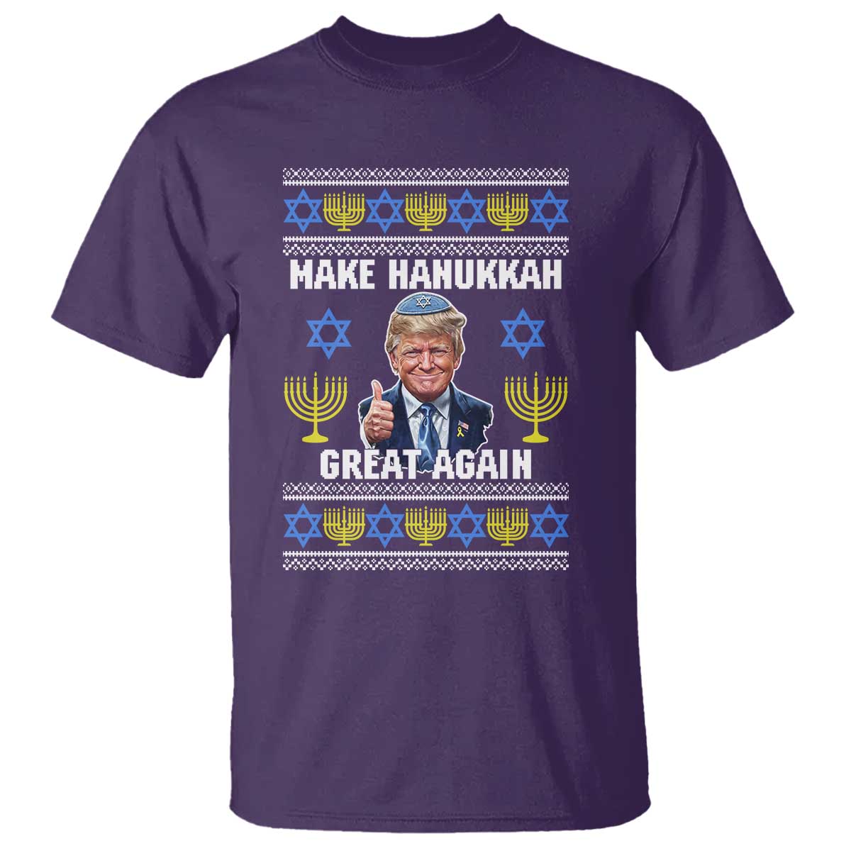 Make Hanukkah Great Again T Shirt Funny Ugly Jewish Holiday Gift TS12 Purple Print Your Wear