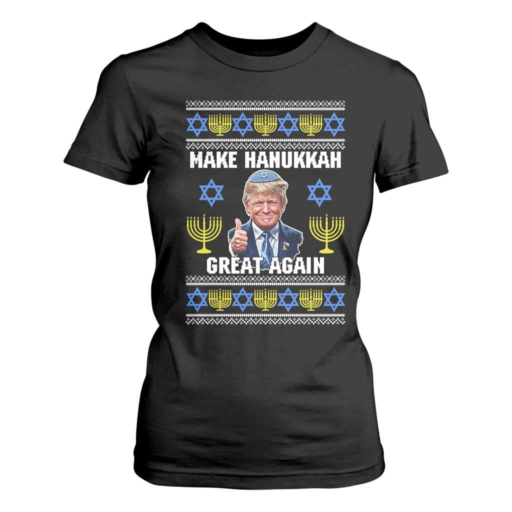 Make Hanukkah Great Again T Shirt For Women Funny Ugly Jewish Holiday Gift TS12 Black Print Your Wear