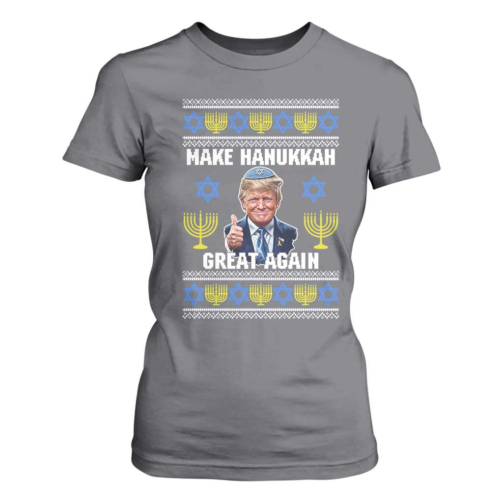 Make Hanukkah Great Again T Shirt For Women Funny Ugly Jewish Holiday Gift TS12 Charcoal Print Your Wear