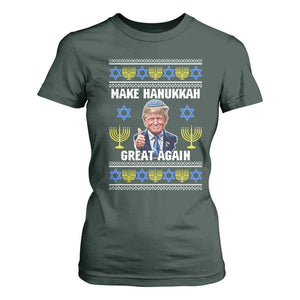 Make Hanukkah Great Again T Shirt For Women Funny Ugly Jewish Holiday Gift TS12 Dark Forest Green Print Your Wear
