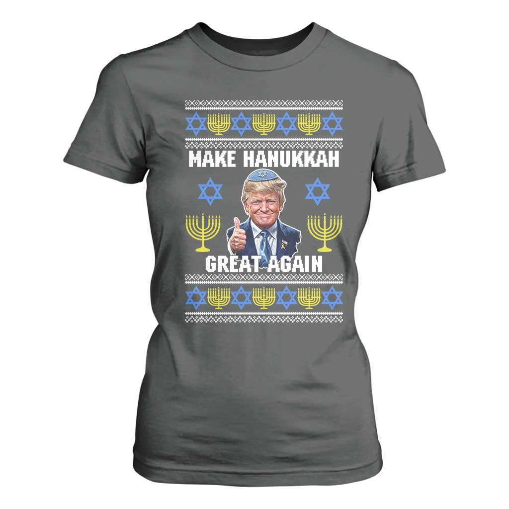 Make Hanukkah Great Again T Shirt For Women Funny Ugly Jewish Holiday Gift TS12 Dark Heather Print Your Wear