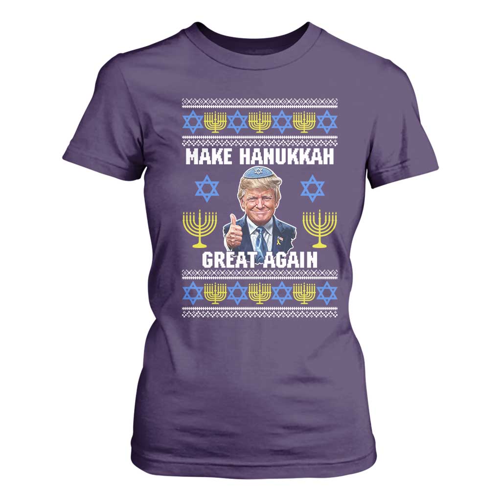 Make Hanukkah Great Again T Shirt For Women Funny Ugly Jewish Holiday Gift TS12 Purple Print Your Wear