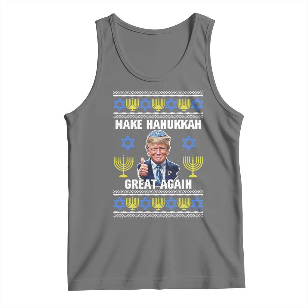 Make Hanukkah Great Again Tank Top Funny Ugly Jewish Holiday Gift TS12 Black Heather Print Your Wear