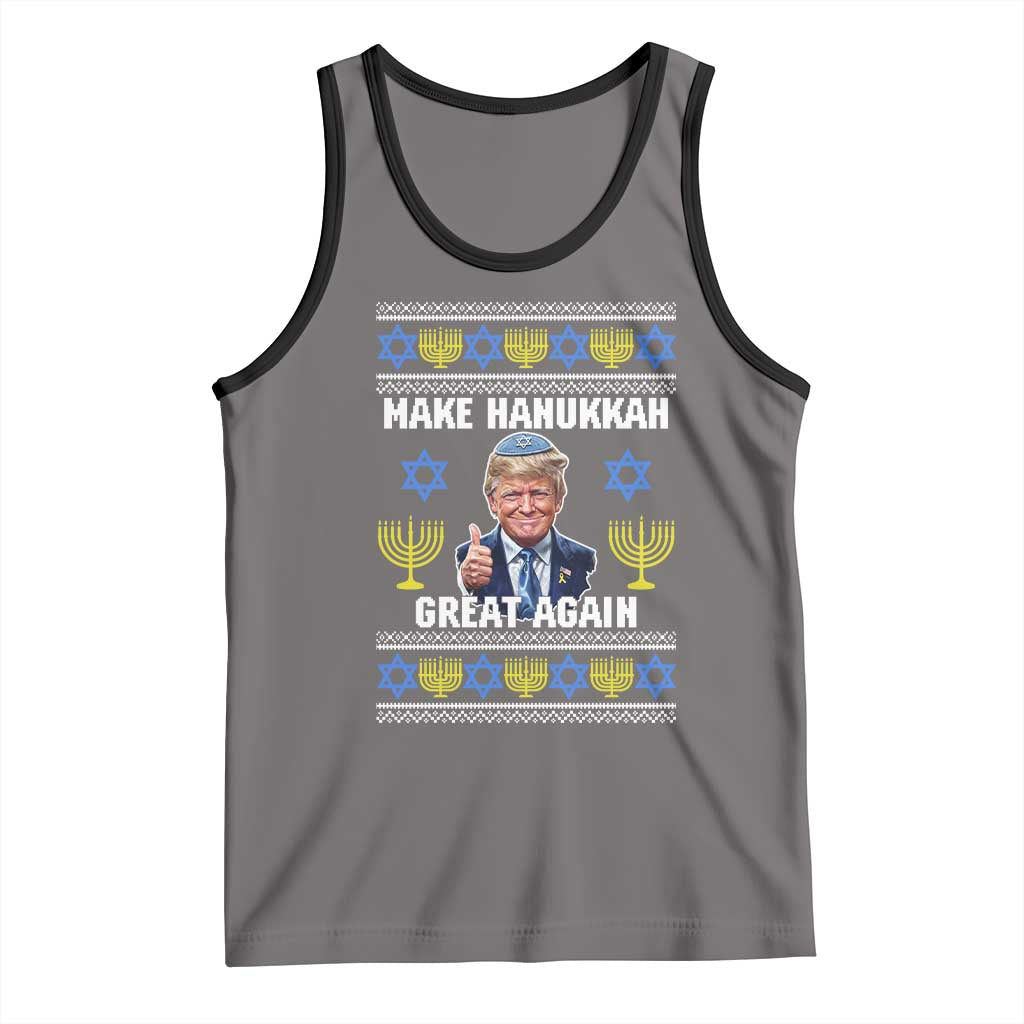 Make Hanukkah Great Again Tank Top Funny Ugly Jewish Holiday Gift TS12 Deep Heather Black Print Your Wear