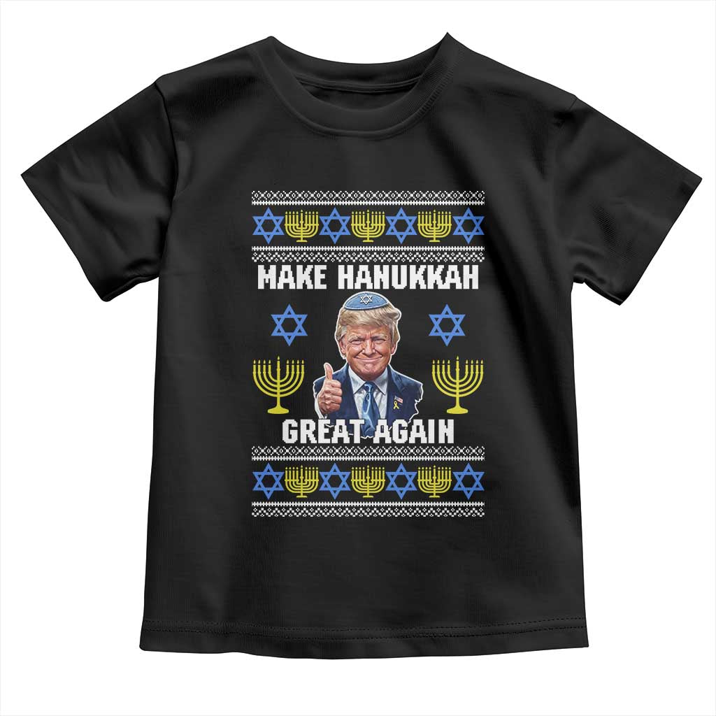 Make Hanukkah Great Again Toddler T Shirt Funny Ugly Jewish Holiday Gift TS12 Black Print Your Wear