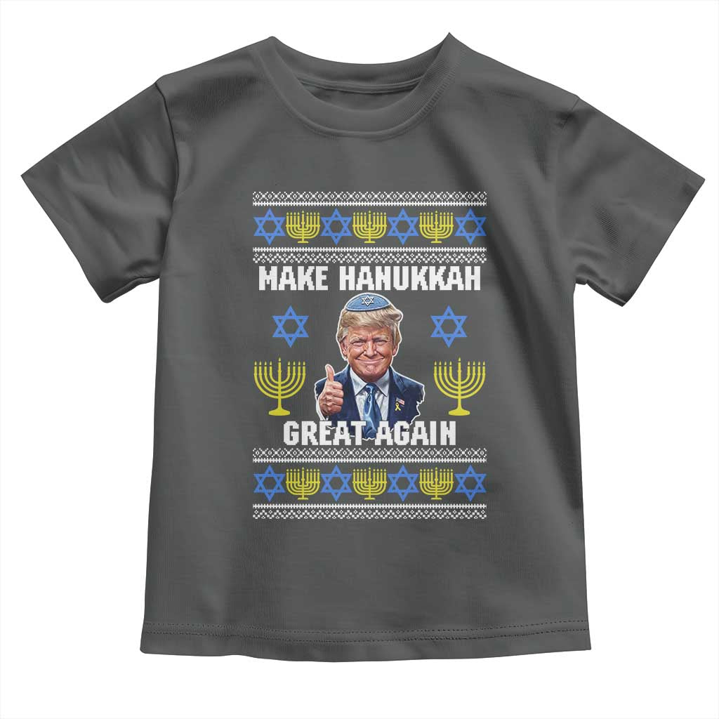 Make Hanukkah Great Again Toddler T Shirt Funny Ugly Jewish Holiday Gift TS12 Dark Heather Print Your Wear