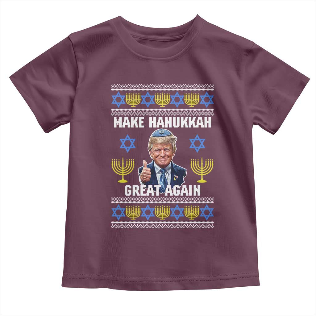 Make Hanukkah Great Again Toddler T Shirt Funny Ugly Jewish Holiday Gift TS12 Maroon Print Your Wear