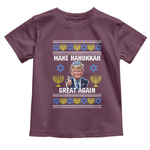 Make Hanukkah Great Again Toddler T Shirt Funny Ugly Jewish Holiday Gift TS12 Maroon Print Your Wear