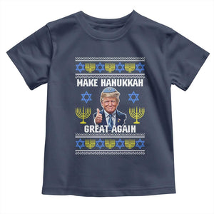 Make Hanukkah Great Again Toddler T Shirt Funny Ugly Jewish Holiday Gift TS12 Navy Print Your Wear