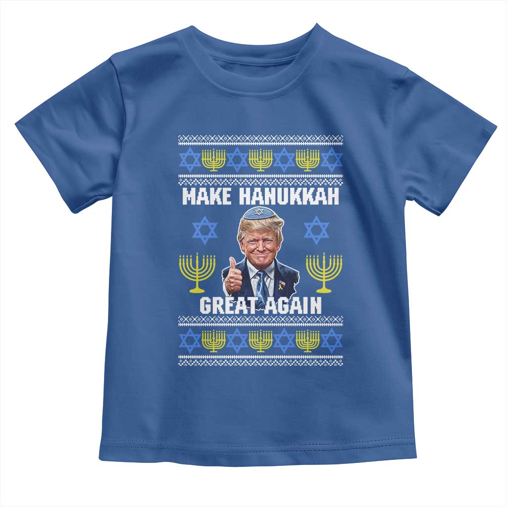 Make Hanukkah Great Again Toddler T Shirt Funny Ugly Jewish Holiday Gift TS12 Royal Blue Print Your Wear