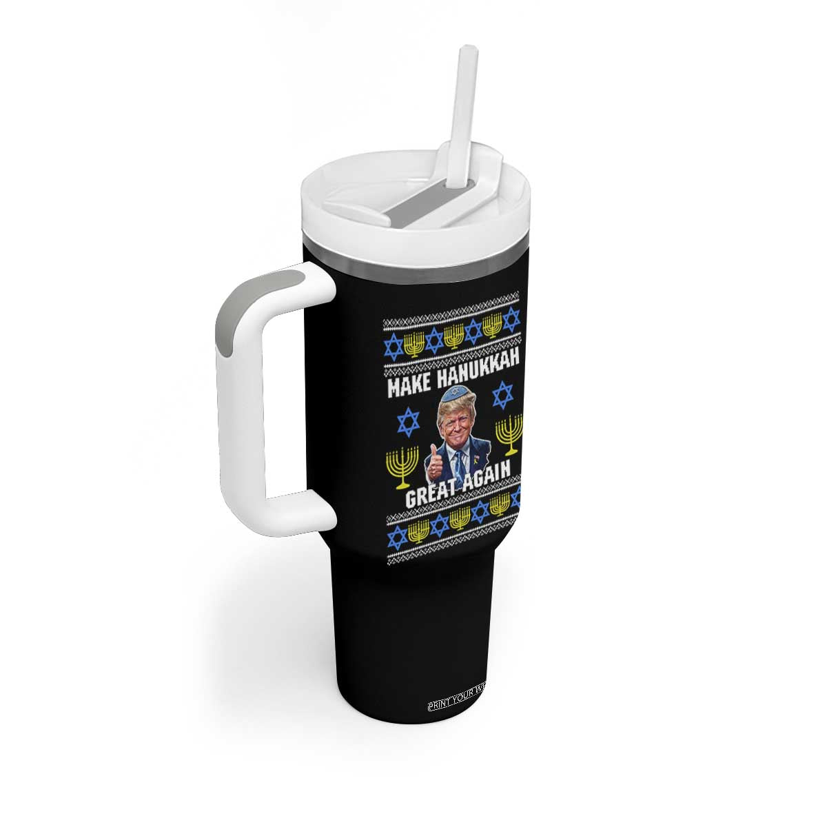 Make Hanukkah Great Again Tumbler With Handle Funny Ugly Jewish Holiday Gift TS12 Print Your Wear