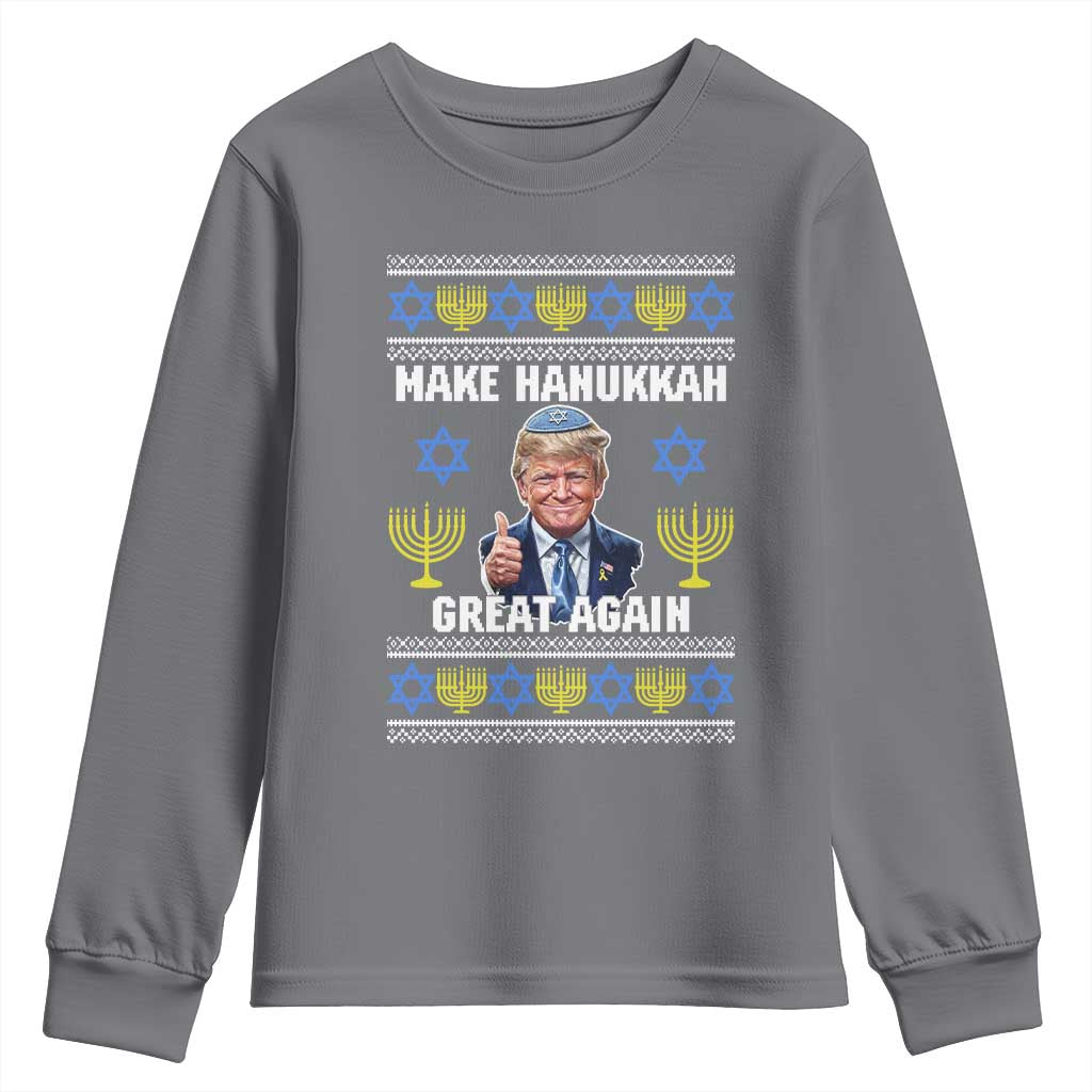Make Hanukkah Great Again Youth Sweatshirt Funny Ugly Jewish Holiday Gift TS12 Charcoal Print Your Wear